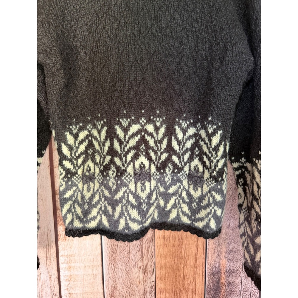 Dale of Norway Cardigan Sweater Vintage Nordic Fair Isle Black Gray Scandinavian - Picture 6 of 8